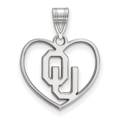 Sterlingsilber Rhodiniert Logoart University Of Oklahoma O U Herz Anhänger