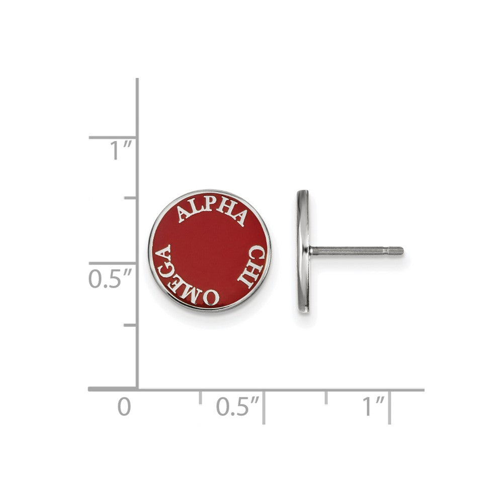 Sterlingsilber Rhodiniert Logoart Alpha Chi Omega Sorority Text Farbe Emaille Ohrstecker