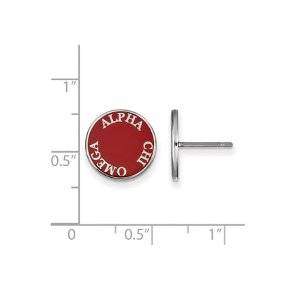 Sterlingsilber Rhodiniert Logoart Alpha Chi Omega Sorority Text Farbe Emaille Ohrstecker