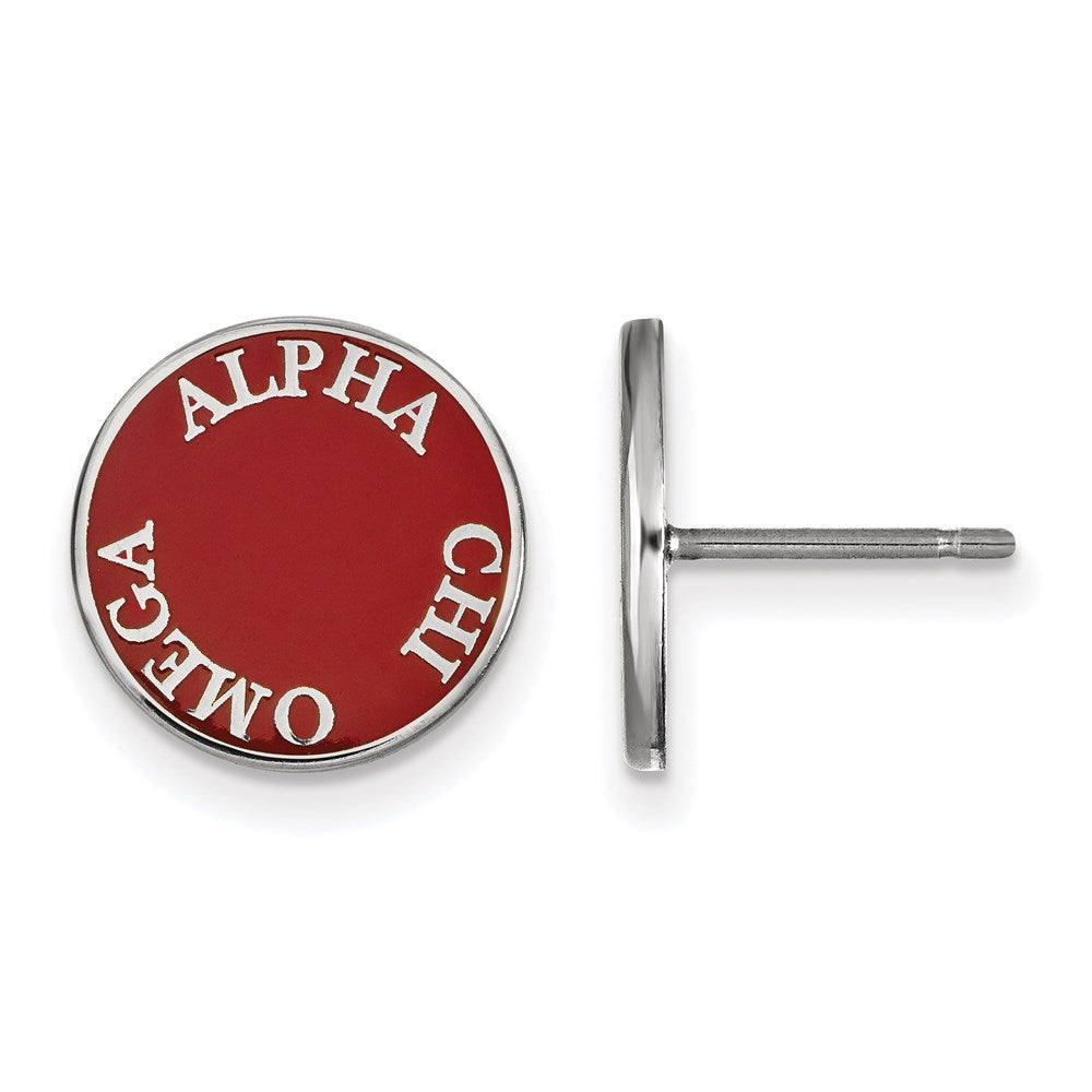 Sterlingsilber Rhodiniert Logoart Alpha Chi Omega Sorority Text Farbe Emaille Ohrstecker