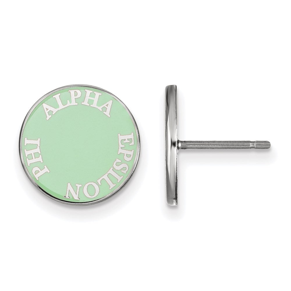 Sterlingsilber Rhodiniert Logoart Alpha Epsilon Phi Sorority Text Farbe Emaille Ohrstecker