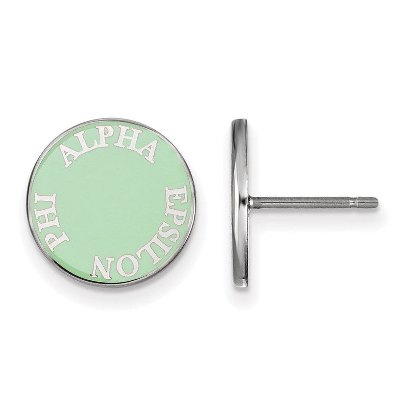 Sterlingsilber Rhodiniert Logoart Alpha Epsilon Phi Sorority Text Farbe Emaille Ohrstecker