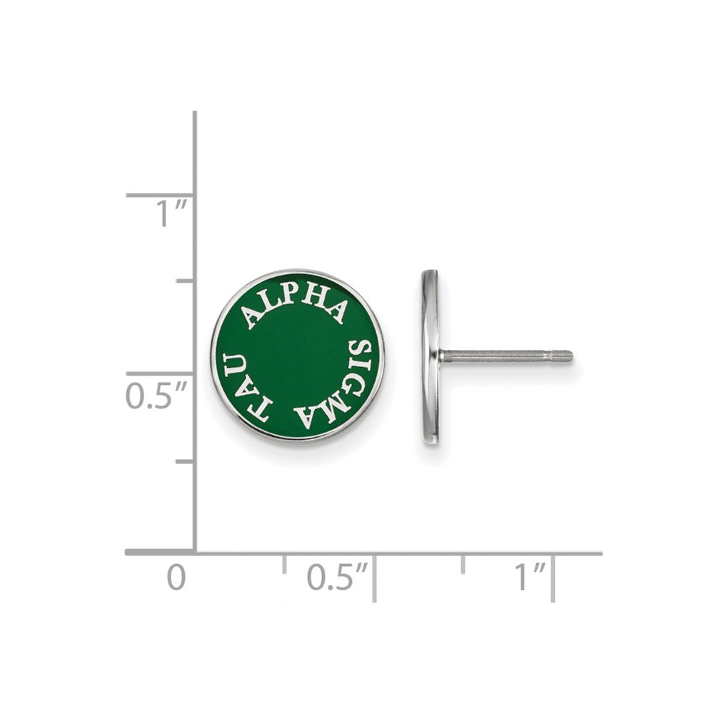 Sterlingsilber Rhodiniert Logoart Alpha Sigma Tau Sorority Text Farbe Emaille Ohrstecker