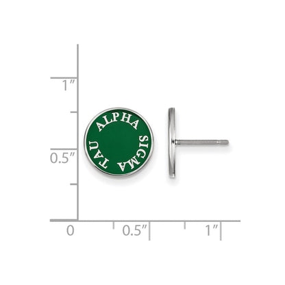 Sterlingsilber Rhodiniert Logoart Alpha Sigma Tau Sorority Text Farbe Emaille Ohrstecker