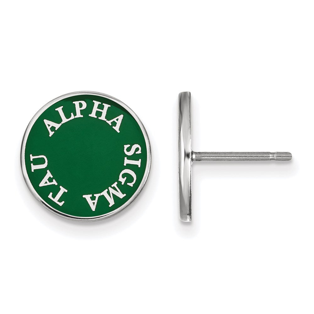 Sterlingsilber Rhodiniert Logoart Alpha Sigma Tau Sorority Text Farbe Emaille Ohrstecker
