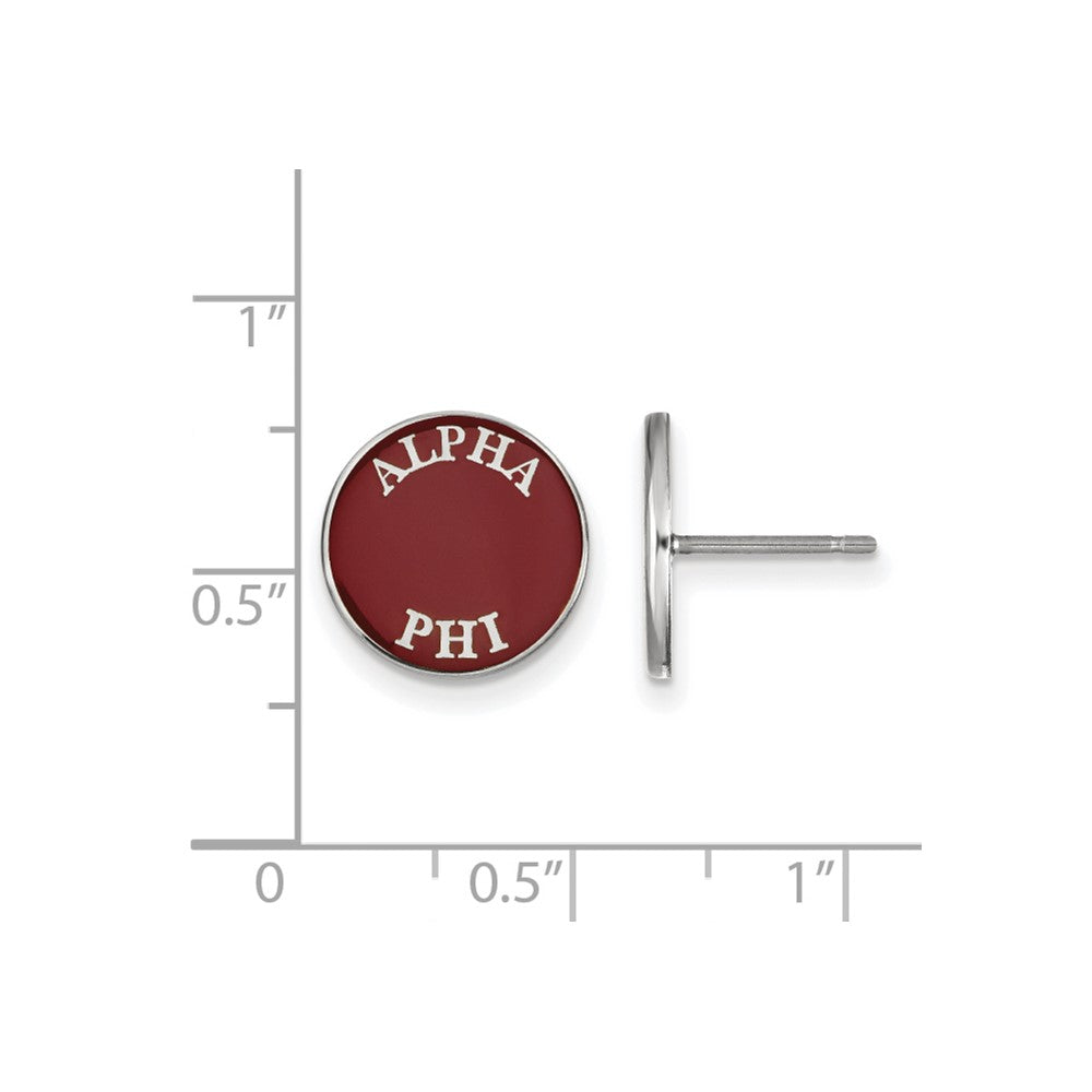 Sterlingsilber Rhodiniert Logoart Alpha Phi Sorority Text Farbe Emaille Ohrstecker