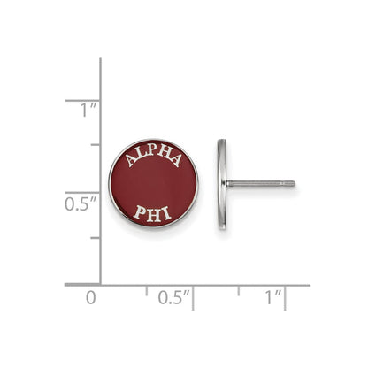 Sterlingsilber Rhodiniert Logoart Alpha Phi Sorority Text Farbe Emaille Ohrstecker