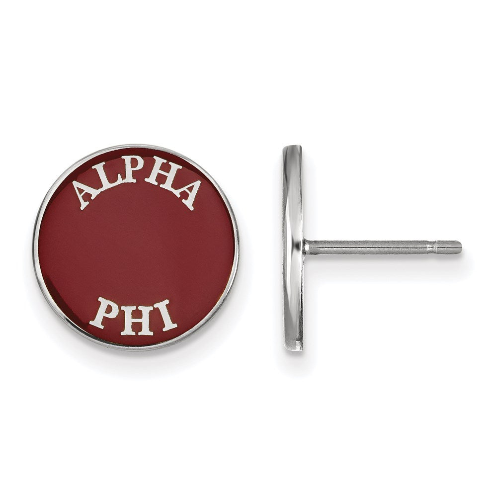 Sterlingsilber Rhodiniert Logoart Alpha Phi Sorority Text Farbe Emaille Ohrstecker