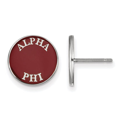 Sterlingsilber Rhodiniert Logoart Alpha Phi Sorority Text Farbe Emaille Ohrstecker