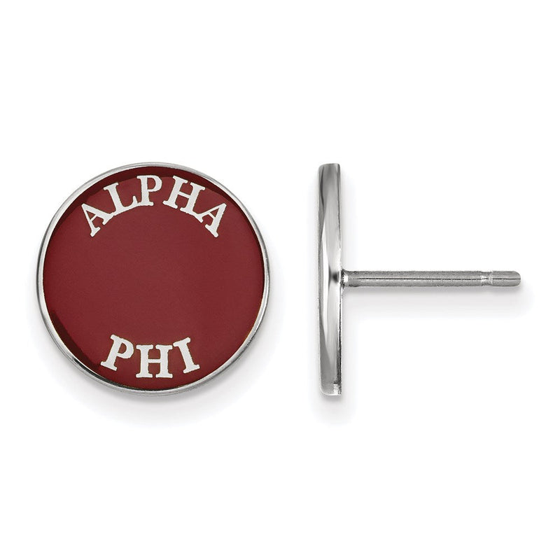 Sterlingsilber Rhodiniert Logoart Alpha Phi Sorority Text Farbe Emaille Ohrstecker