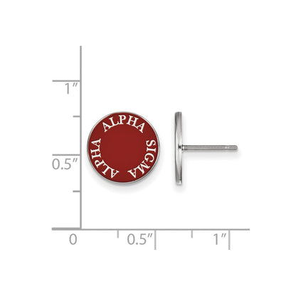Sterlingsilber Rhodiniert Logoart Alpha Sigma Sorority Text Farbe Emaille Ohrstecker