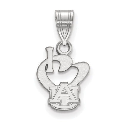 Sterlingsilber Rhodiniert Logoart Auburn University Klein I Herz A U Anhänger