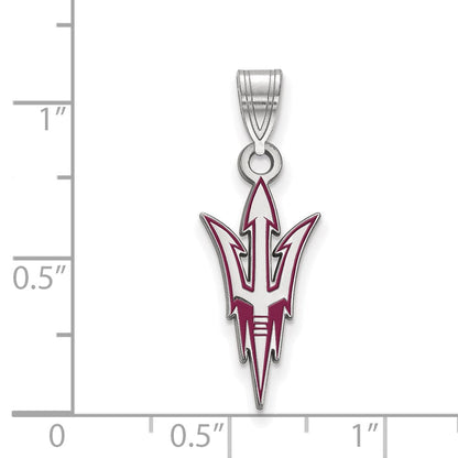 Sterlingsilber Rhodiniert Logoart Arizona State University Pitchfork Groß Emailliert Anhänger