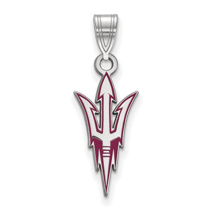 Sterlingsilber Rhodiniert Logoart Arizona State University Pitchfork Groß Emailliert Anhänger