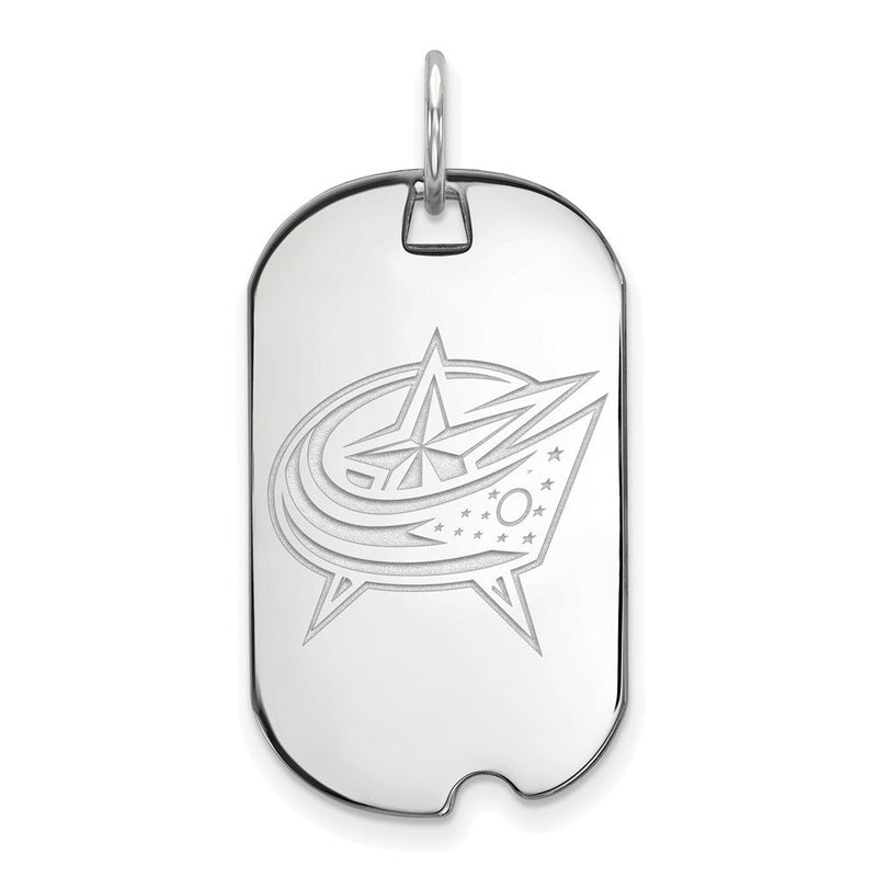 Sterlingsilber Rhodiniert Nhl Logoart Columbus Blau Jacken Klein Erkennungsmarke Anhänger