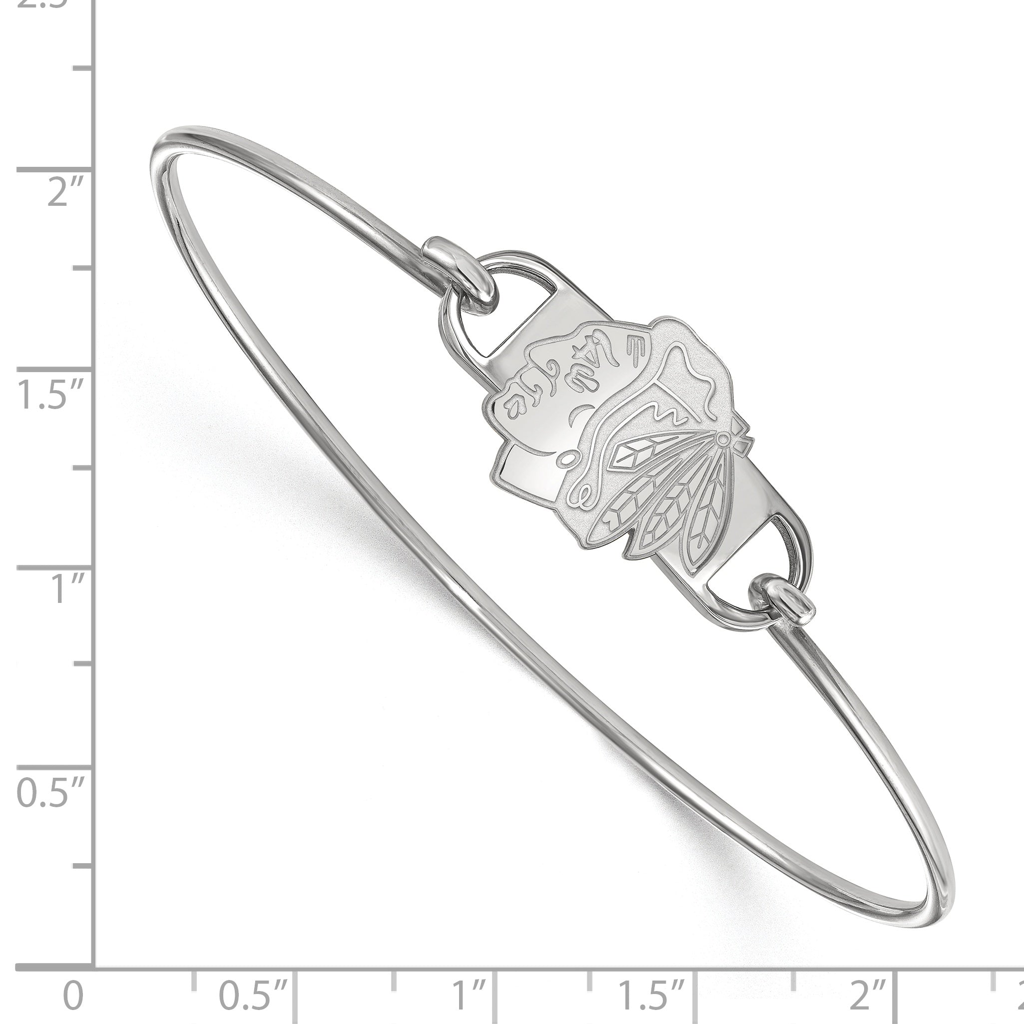 Sterlingsilber Rhodiniert Nhl Logoart Chicago Blackhawks Klein Mittig 7 Zoll Draht Armreif