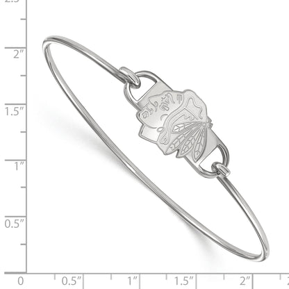 Sterlingsilber Rhodiniert Nhl Logoart Chicago Blackhawks Klein Mittig 7 Zoll Draht Armreif