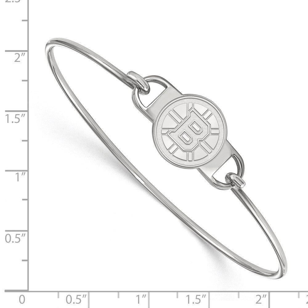 Sterlingsilber Rhodiniert Nhl Logoart Boston Bruins Klein Mittig 7 Zoll Draht Armreif