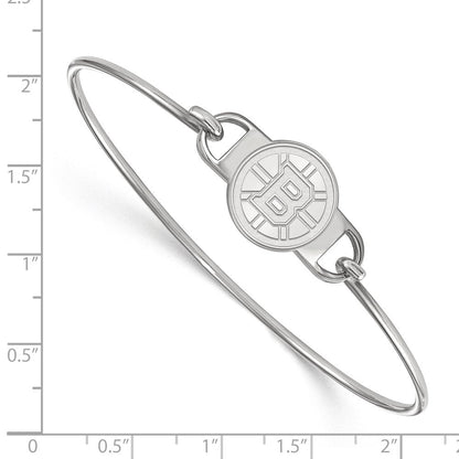 Sterlingsilber Rhodiniert Nhl Logoart Boston Bruins Klein Mittig 7 Zoll Draht Armreif