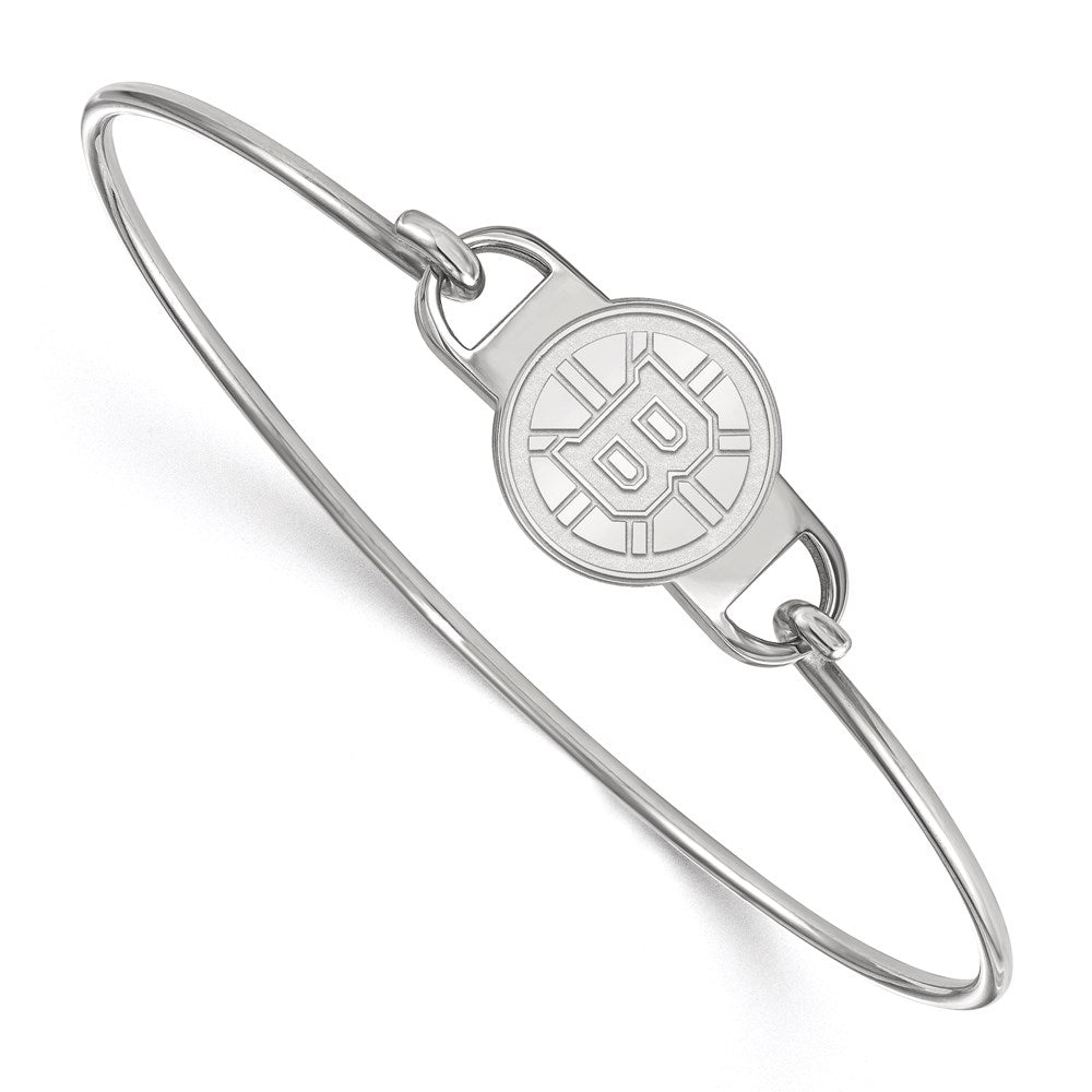 Sterlingsilber Rhodiniert Nhl Logoart Boston Bruins Klein Mittig 7 Zoll Draht Armreif