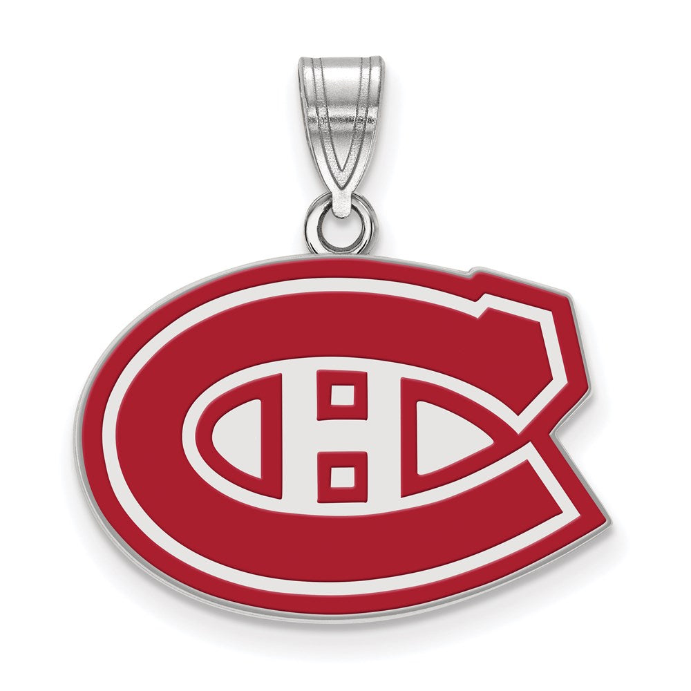 Sterlingsilber Rhodiniert Nhl Logoart Montreal Canadiens Mittel Emailliert Anhänger