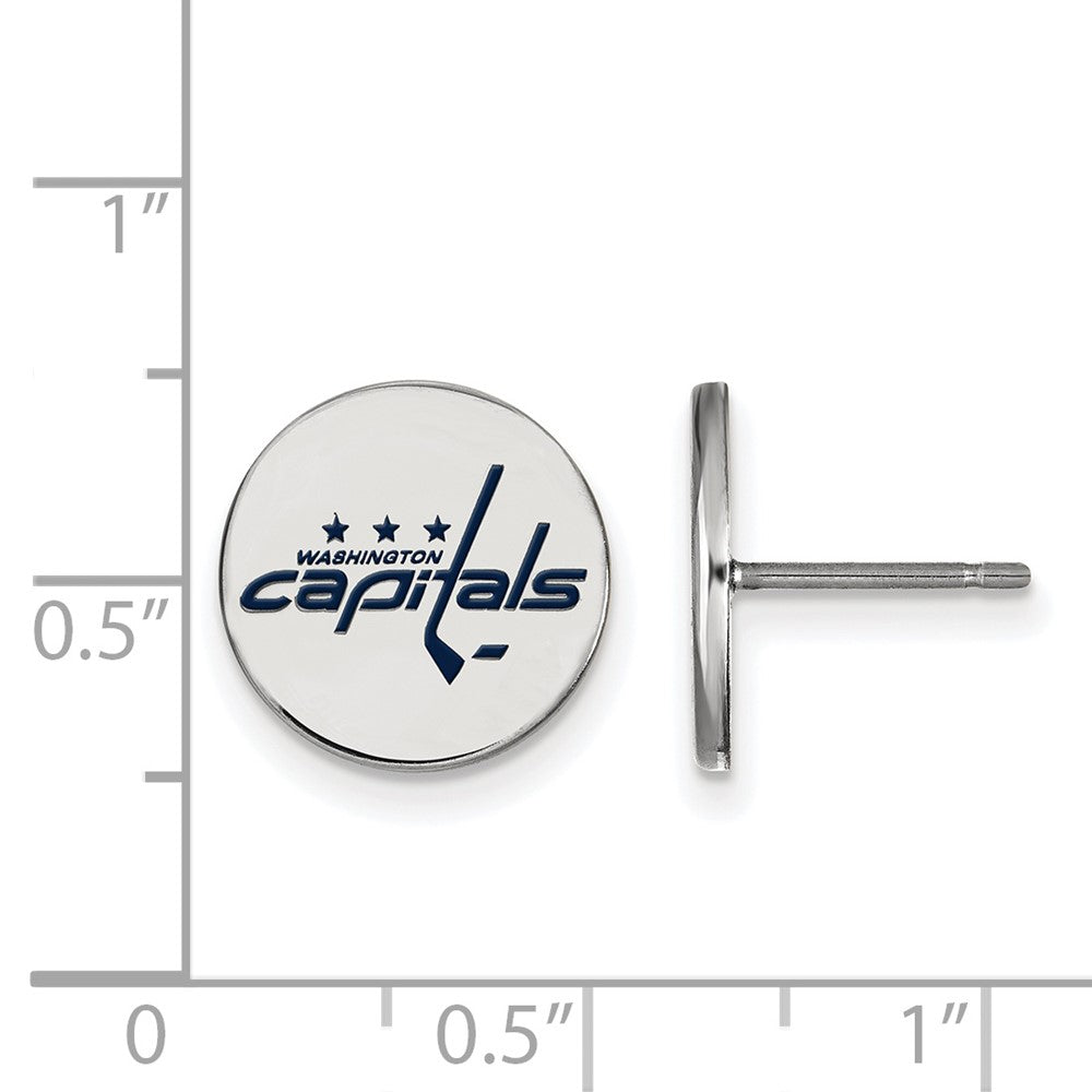 Sterlingsilber Rhodiniert Nhl Logoart Washington Capitals Klein Emailliert Plättchen Ohrstecker