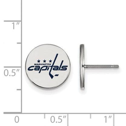Sterlingsilber Rhodiniert Nhl Logoart Washington Capitals Klein Emailliert Plättchen Ohrstecker