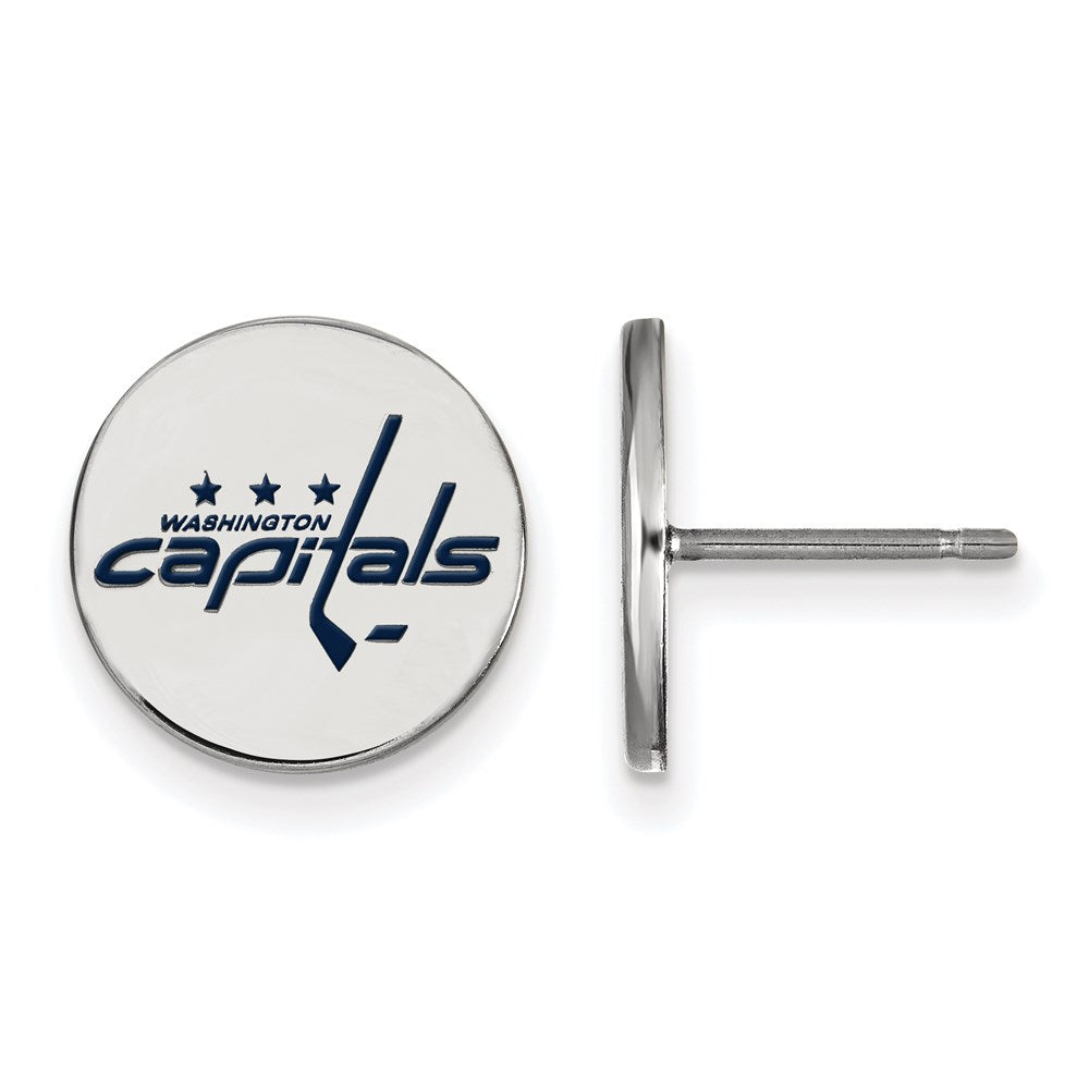 Sterlingsilber Rhodiniert Nhl Logoart Washington Capitals Klein Emailliert Plättchen Ohrstecker