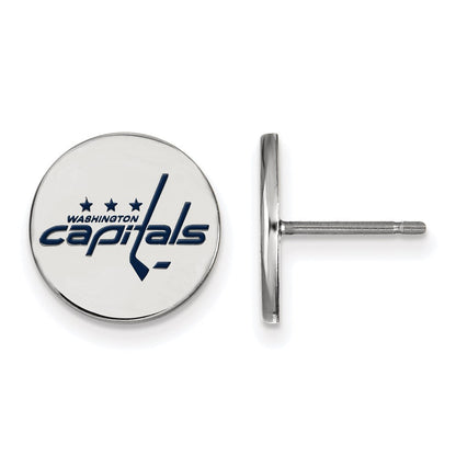Sterlingsilber Rhodiniert Nhl Logoart Washington Capitals Klein Emailliert Plättchen Ohrstecker