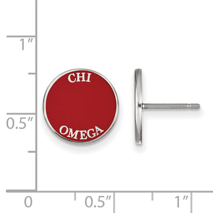 Sterlingsilber Rhodiniert Logoart Chi Omega Sorority Text Farbe Emaille Ohrstecker