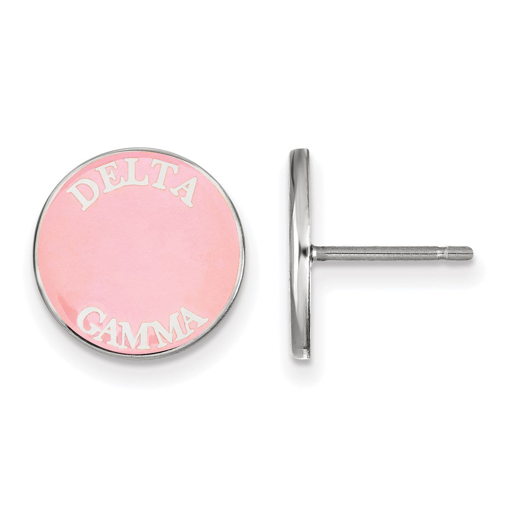 Sterlingsilber Rhodiniert Logoart Delta Gamma Sorority Text Farbe Emaille Ohrstecker