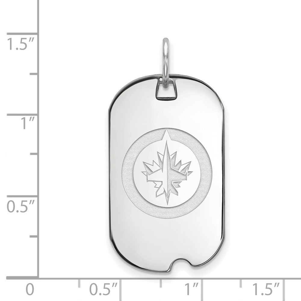 Sterlingsilber Rhodiniert Nhl Logoart Winnipeg Jets Klein Erkennungsmarke Anhänger