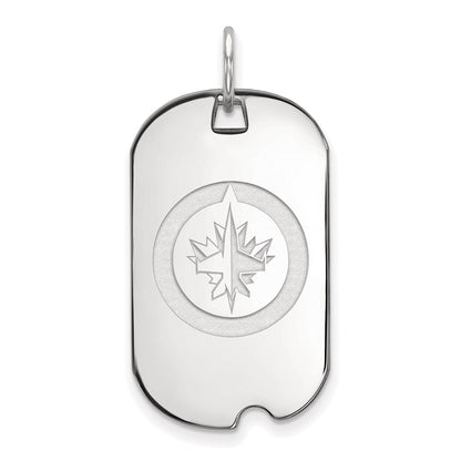 Sterlingsilber Rhodiniert Nhl Logoart Winnipeg Jets Klein Erkennungsmarke Anhänger