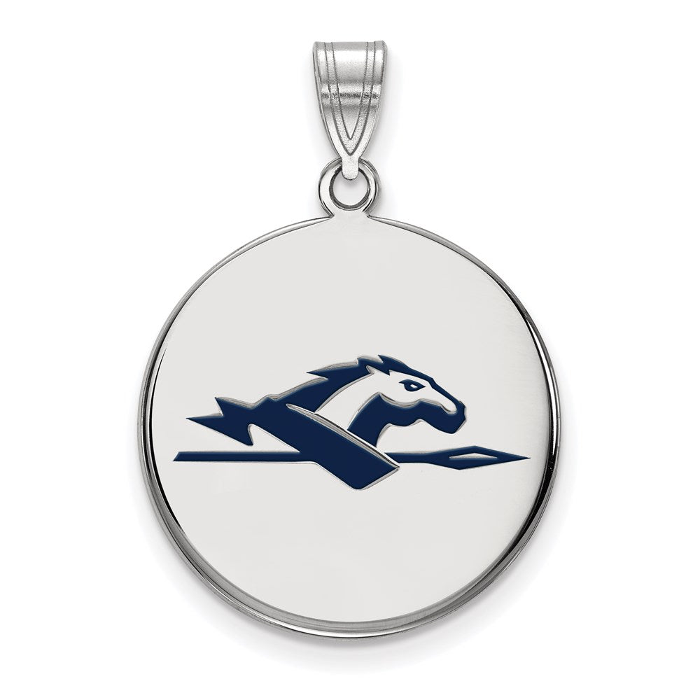 Sterlingsilber Rhodiniert Logoart Longwood University Pferd Groß Emailliert Plättchen Anhänger
