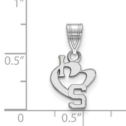 Sterlingsilber Rhodiniert Logoart Michigan State University Klein I Herz Logo Anhänger