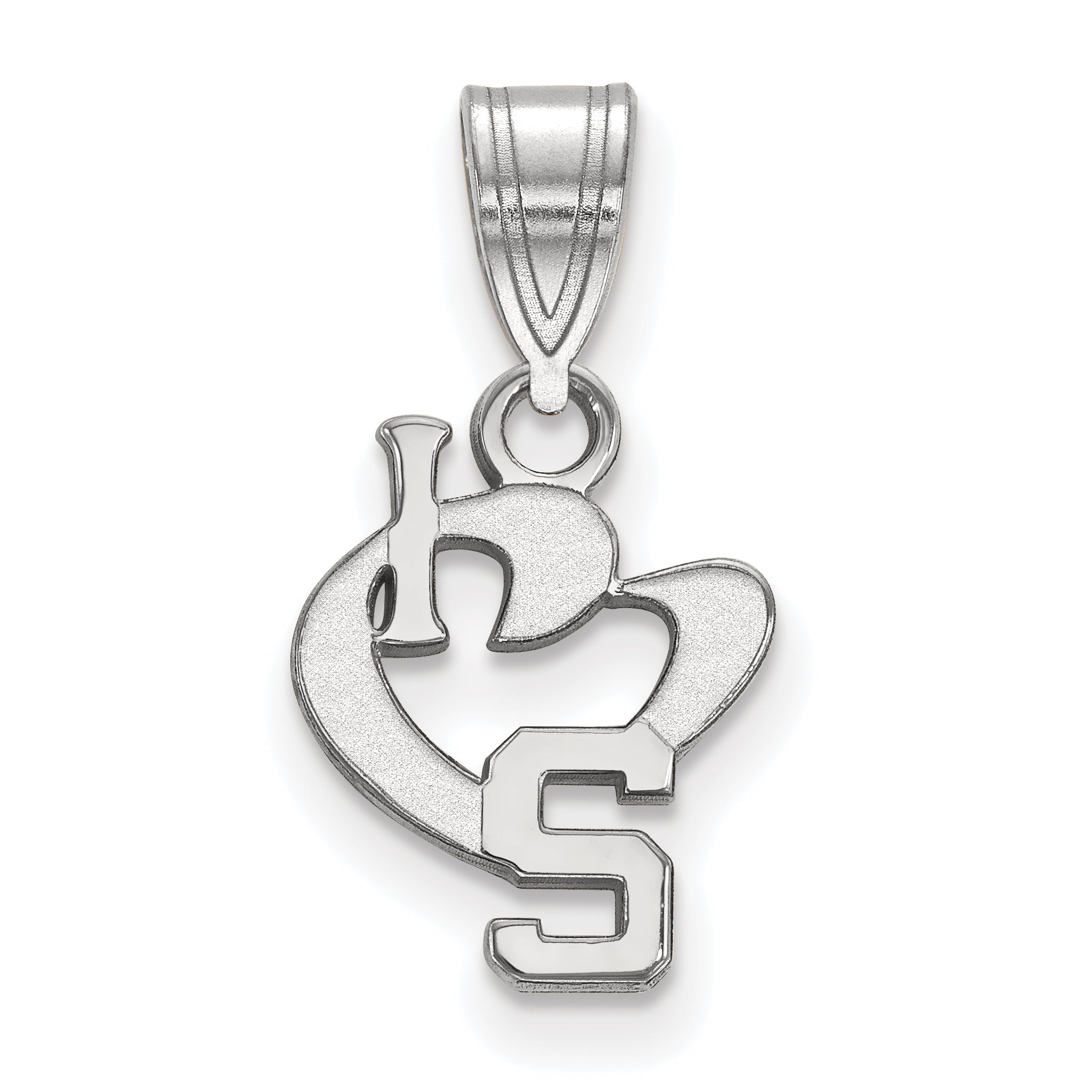 Sterlingsilber Rhodiniert Logoart Michigan State University Klein I Herz Logo Anhänger