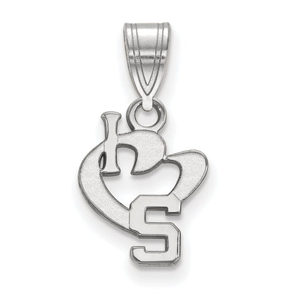 Sterlingsilber Rhodiniert Logoart Michigan State University Klein I Herz Logo Anhänger
