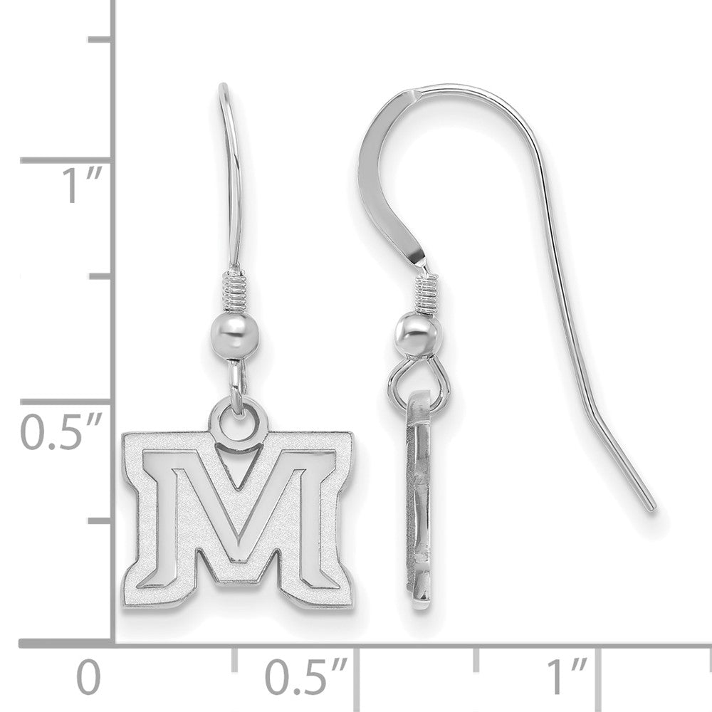 Sterlingsilber Rhodiniert Logoart Montana State University Buchstabe M Extra Klein Hängend Draht Ohrringe