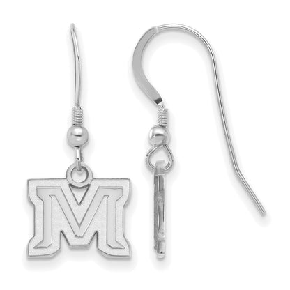 Sterlingsilber Rhodiniert Logoart Montana State University Buchstabe M Extra Klein Hängend Draht Ohrringe
