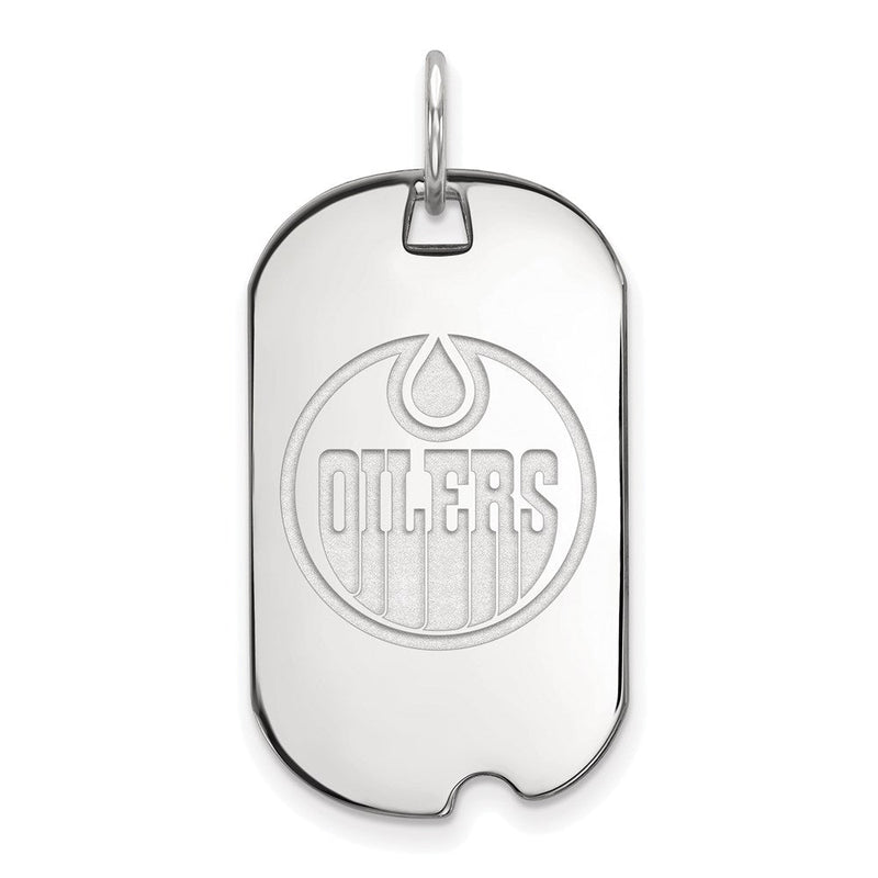 Sterlingsilber Rhodiniert Nhl Logoart Edmonton Oilers Klein Erkennungsmarke Anhänger