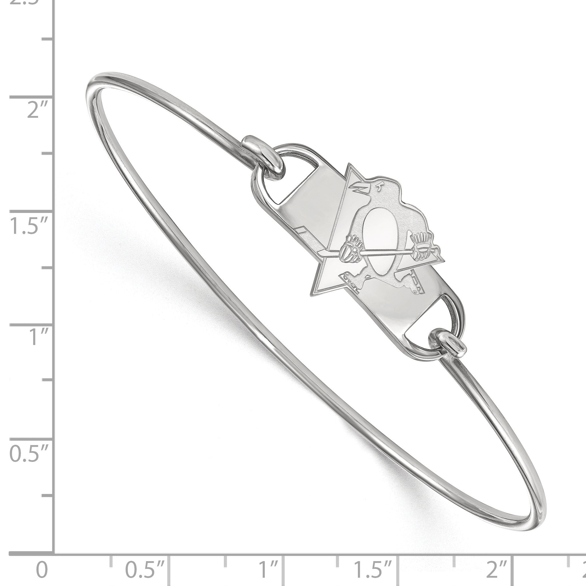 Sterlingsilber Rhodiniert Nhl Logoart Pittsburgh Penguins Klein Mittig 7 Zoll Draht Armreif