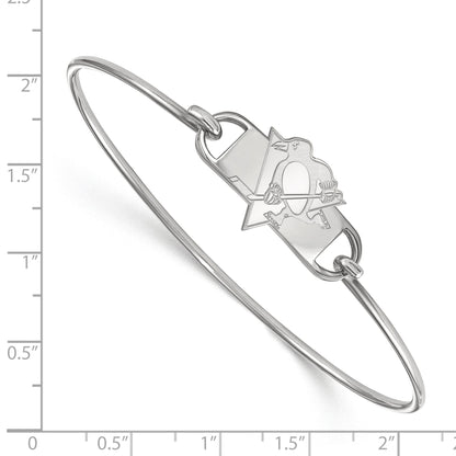 Sterlingsilber Rhodiniert Nhl Logoart Pittsburgh Penguins Klein Mittig 7 Zoll Draht Armreif