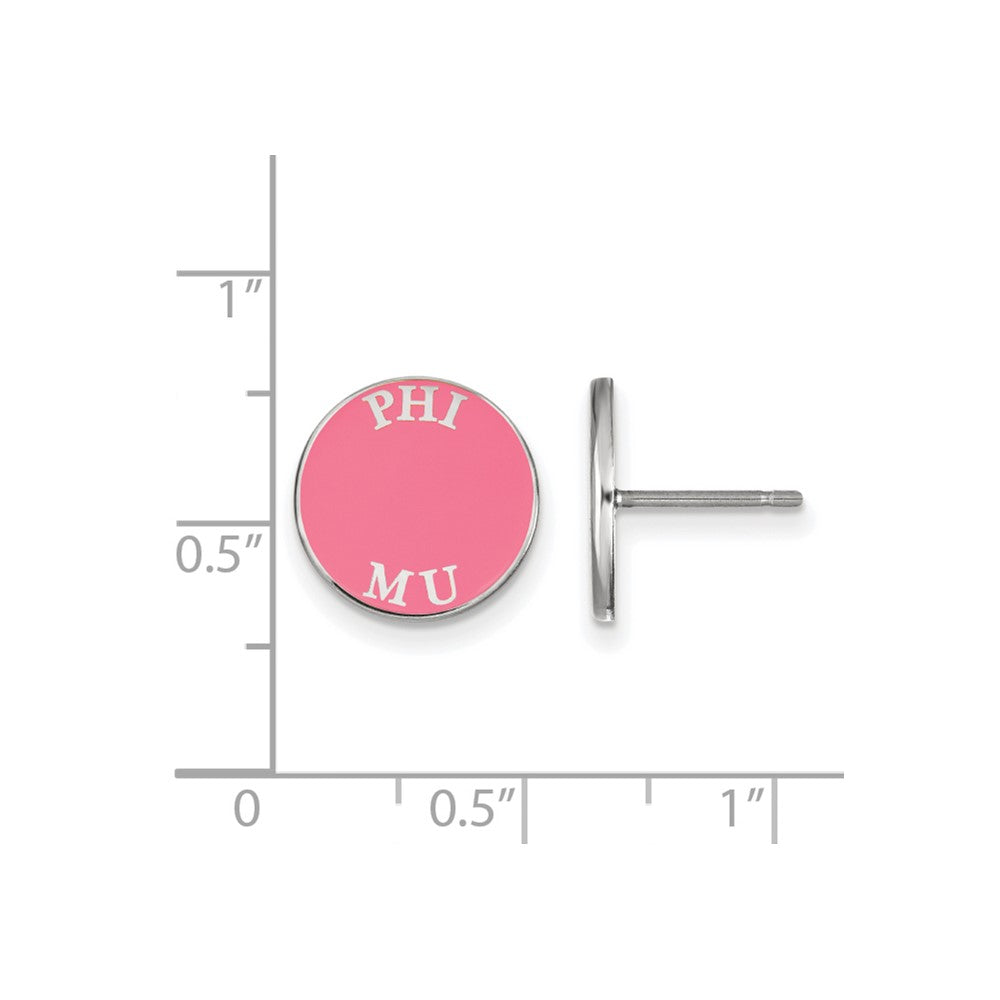 Sterlingsilber Rhodiniert Logoart Phi Mu Sorority Text Farbe Emaille Ohrstecker