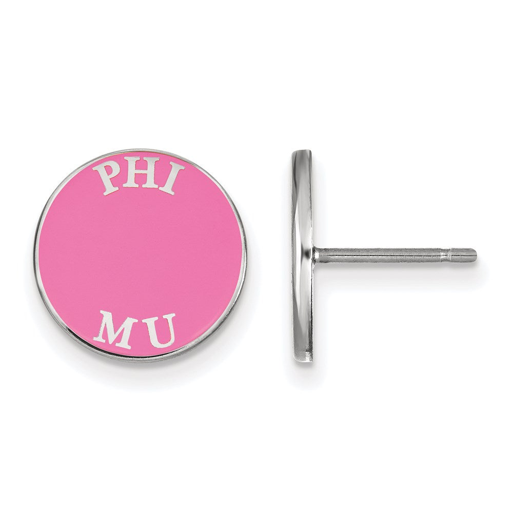 Sterlingsilber Rhodiniert Logoart Phi Mu Sorority Text Farbe Emaille Ohrstecker