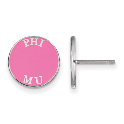 Sterlingsilber Rhodiniert Logoart Phi Mu Sorority Text Farbe Emaille Ohrstecker