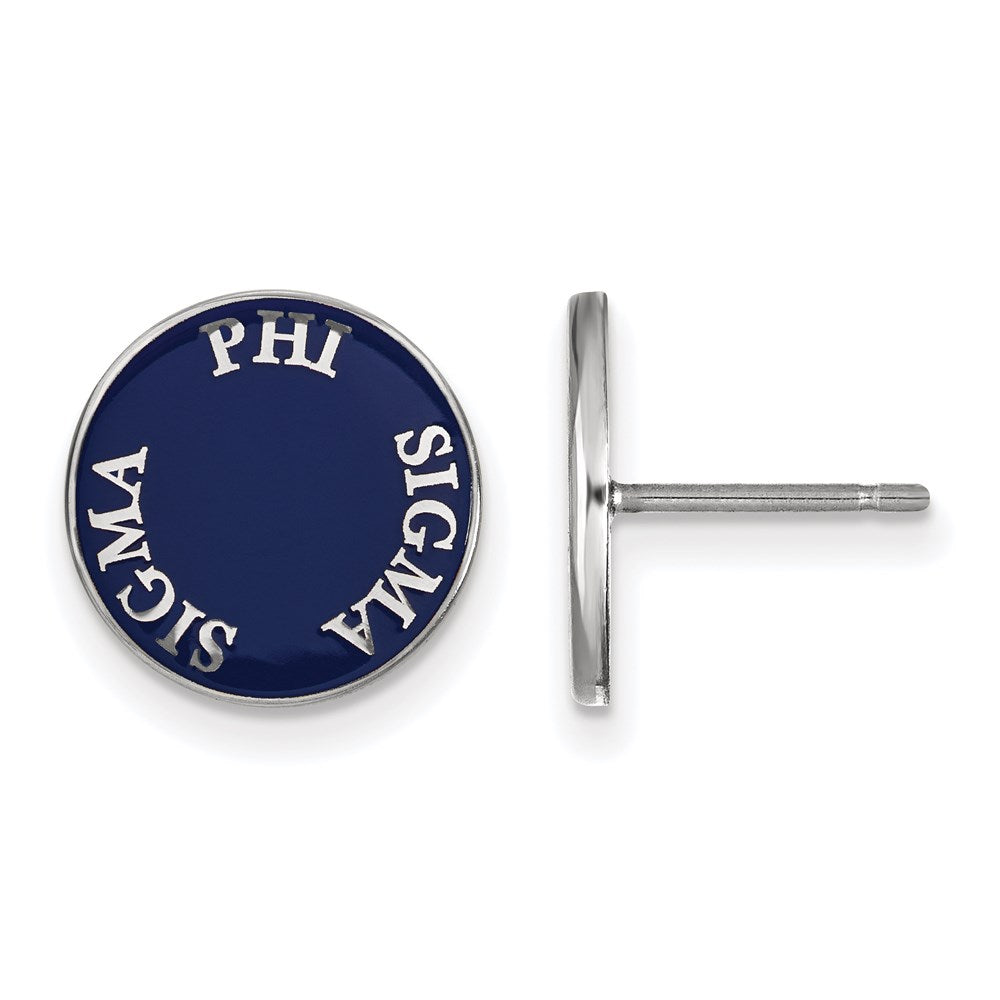 Sterlingsilber Rhodiniert Logoart Phi Sigma Sorority Text Farbe Emaille Ohrstecker