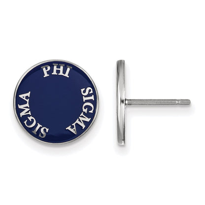 Sterlingsilber Rhodiniert Logoart Phi Sigma Sorority Text Farbe Emaille Ohrstecker