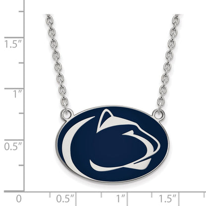 Sterlingsilber Rhodiniert Logoart Penn State University Löwe Groß Emailliert Anhänger 18 Zoll Halskette
