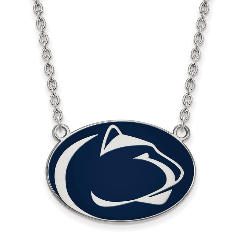Sterlingsilber Rhodiniert Logoart Penn State University Löwe Groß Emailliert Anhänger 18 Zoll Halskette