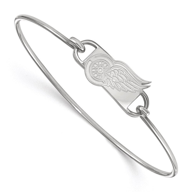 Sterlingsilber Rhodiniert Nhl Logoart Detroit Rot Flügel Klein Mittig 7 Zoll Draht Armreif
